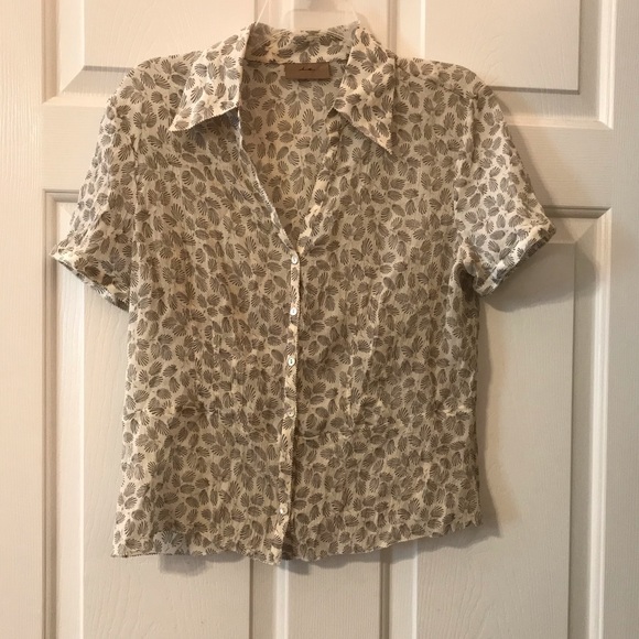 i.e. 100% Silk Sheer Button Down Blouse - Picture 1 of 9